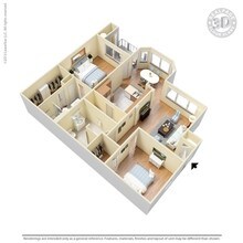 2 Bed 2 Bath 1119 SqFt (1056 Net) 0617 floor plan